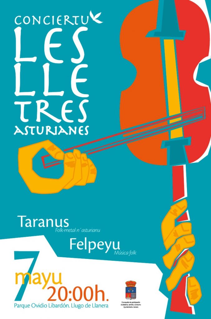 Cartel e ilustración para el concierto en asturiano