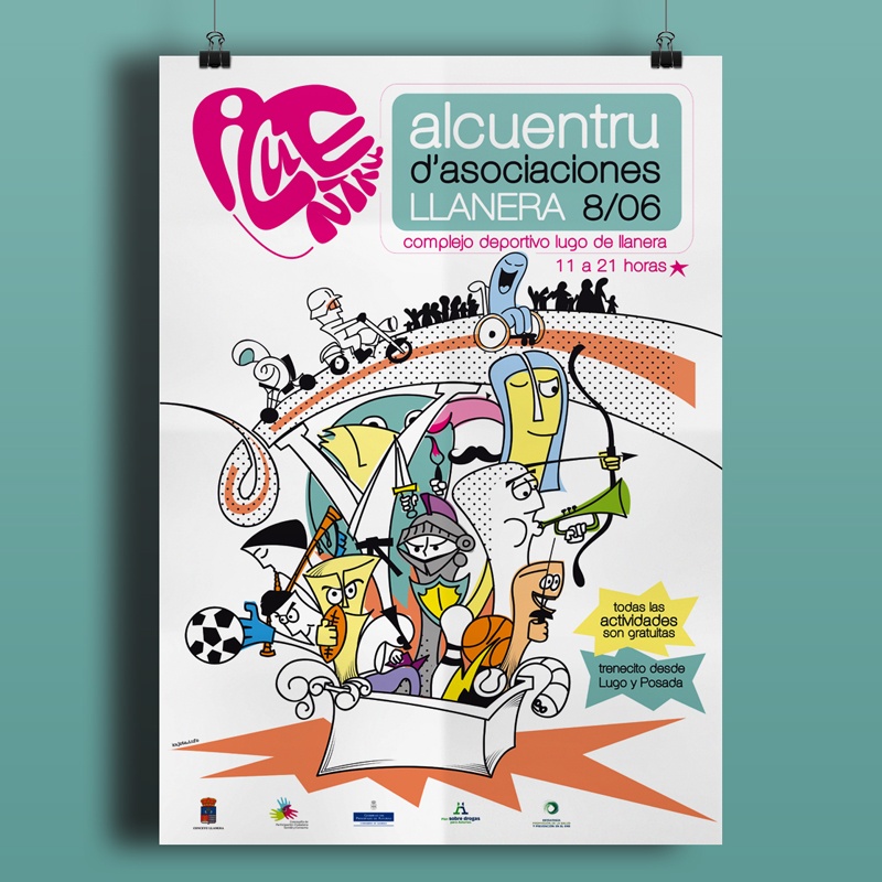 Diseño e ilustración para cartel, programa, mupi y lonas del Alcuentru de Llanera
