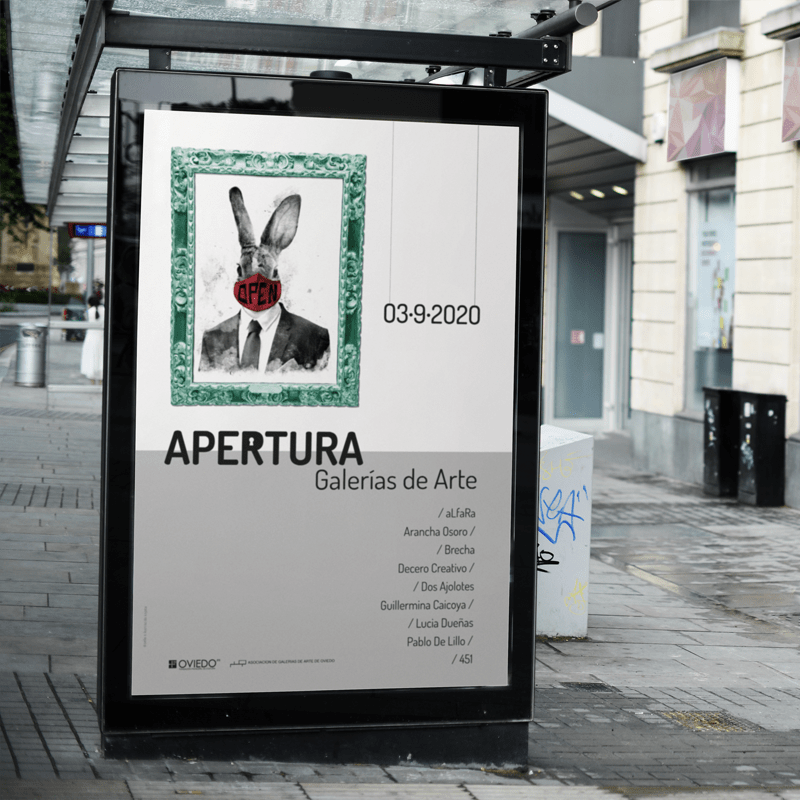 Ilustración, diseño y maquetación de cartel de apertura de galerías de arte de asturias