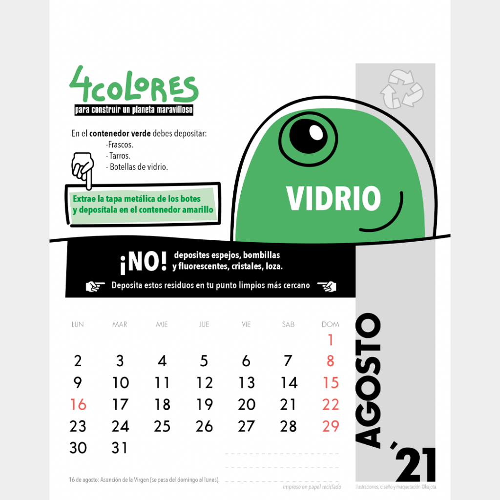 Diseño, ilustración y contenido del calendario de Cogersa 2021