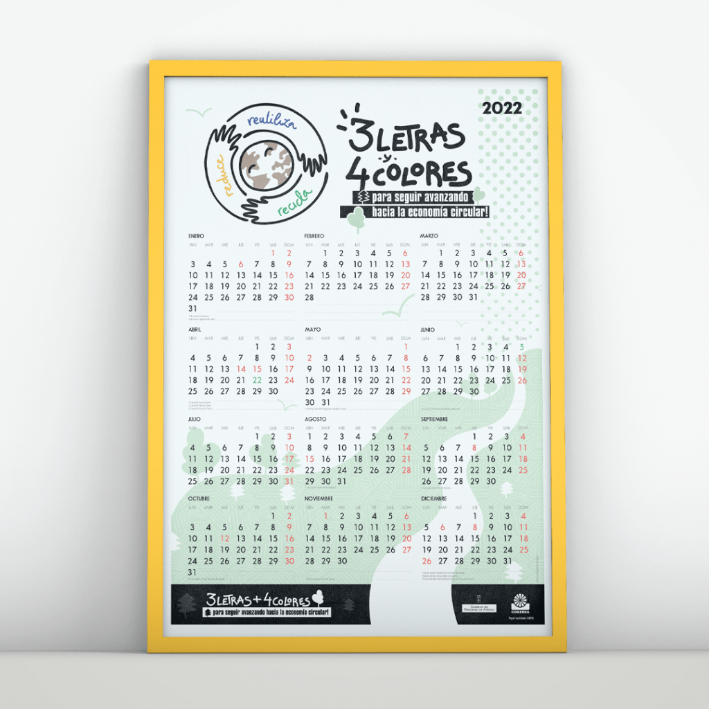 Diseño, ilustración y maquetacion del calendario de Cogersa 2022