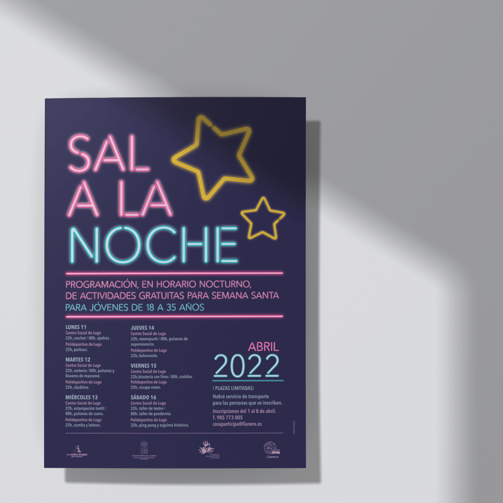 Diseño y maquetación de gráfica para cartel de Sal a llanera, campaña de ocio para jóvenes