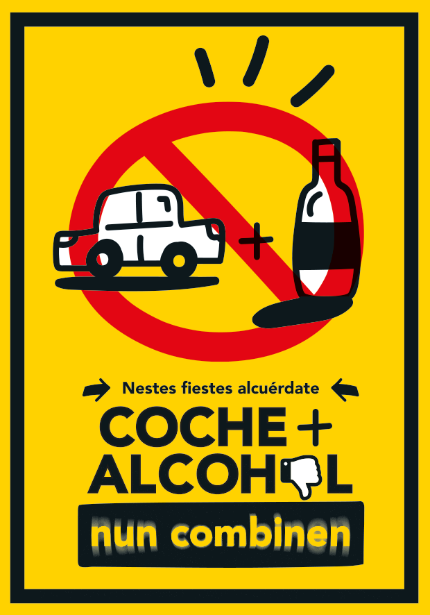 folleto. Diseño de gráfica para campaña de prevención ante el consumo de alcohol y el uso del coche.
