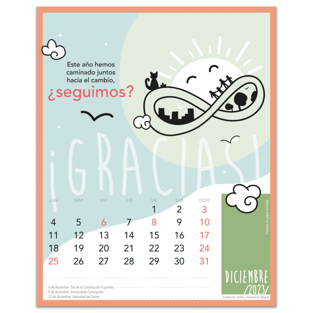 diseño, ilustración y maquetación de calendario 2023 cogersa