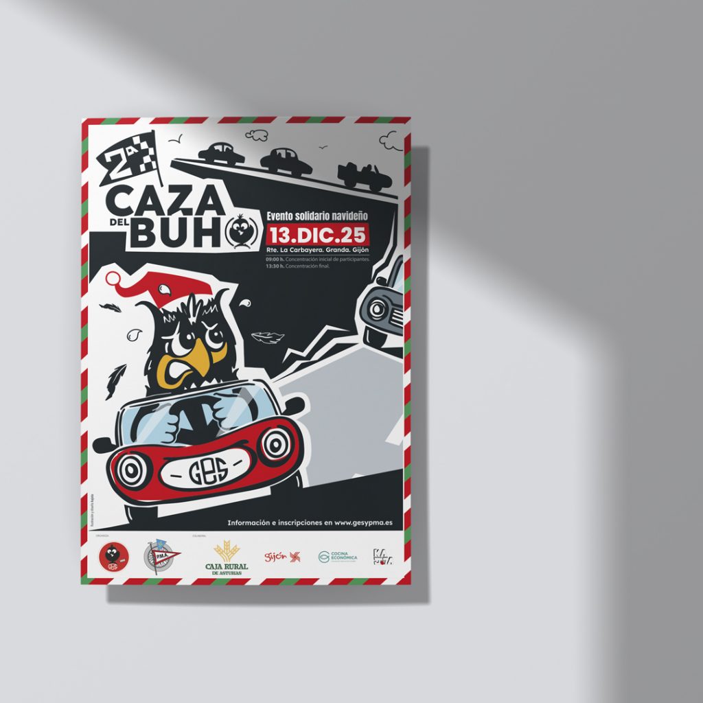 Diseño de ilustración y cartel para carrera benéfica de navidad